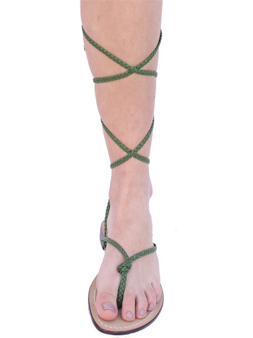 Lace up green sandals Da Costanzo | SCHIAVATRECCINERUCOLA
